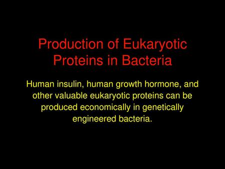 Production of Eukaryotic Proteins in Bacteria