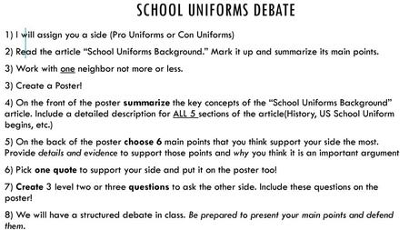 School Uniforms debate