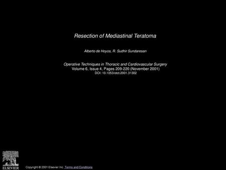 Resection of Mediastinal Teratoma