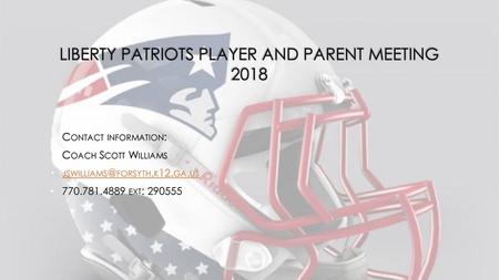 Liberty patriots player and parent meeting 2018