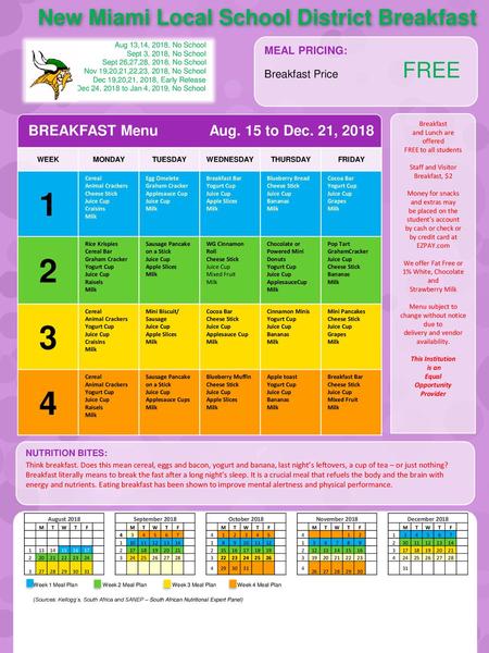 New Miami Local School District Breakfast