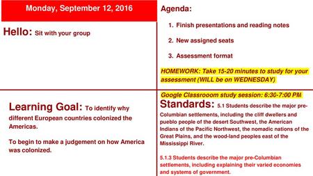 Hello: Sit with your group