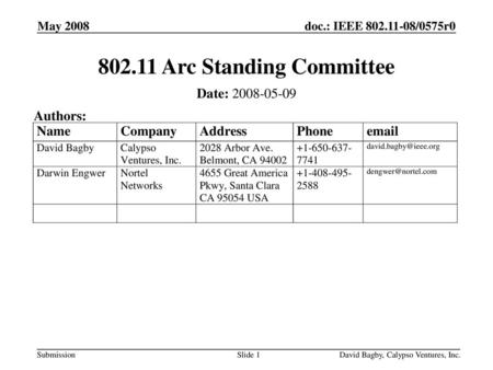 Arc Standing Committee