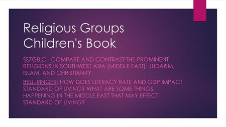 Religious Groups Children's Book