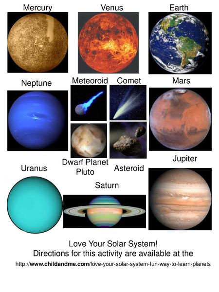 Venus Mercury Earth Meteoroid Comet Neptune Mars Jupiter