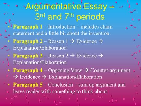 Argumentative Essay – 3rd and 7th periods