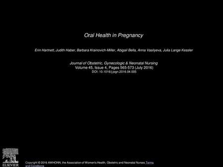 Oral Health in Pregnancy