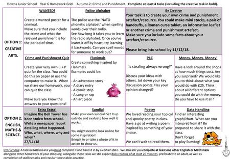 Crime and Punishment Quiz ENGLISH, MATHS & SCIENCE.