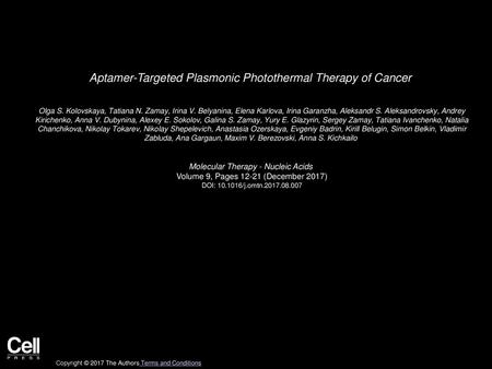 Aptamer-Targeted Plasmonic Photothermal Therapy of Cancer