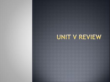 Unit V Review.