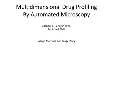 Multidimensional Drug Profiling By Automated Microscopy