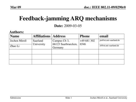 Feedback-jamming ARQ mechanisms