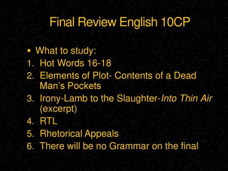 Final Review English 10CP