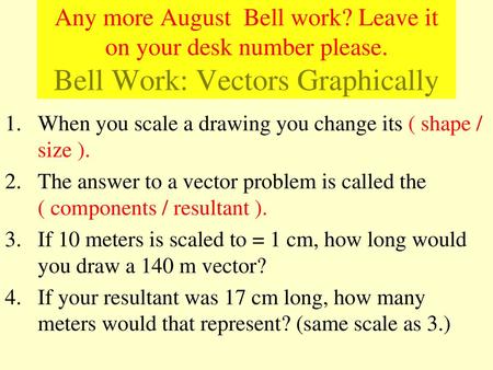 Any more August Bell work. Leave it on your desk number please