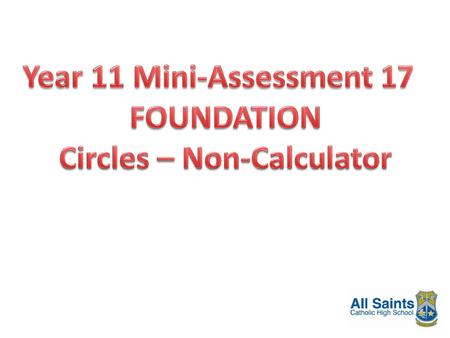 Circles – Non-Calculator