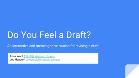 An interactive and metacognitive routine for revising a draft