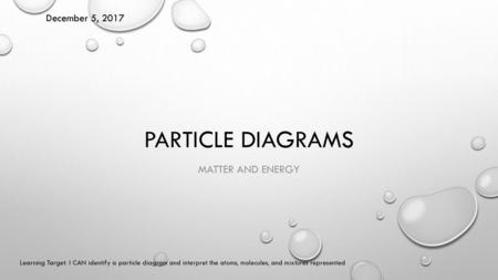 Particle diagrams Matter and energy December 5, 2017