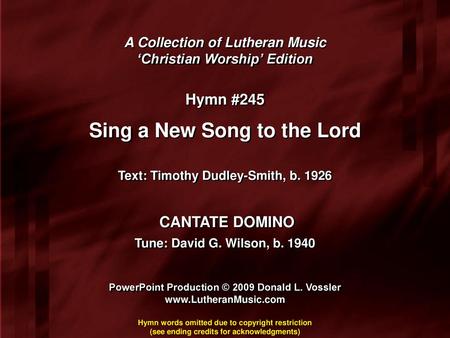 Sing a New Song to the Lord