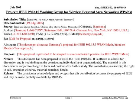 <month year> doc.: IEEE July 2005