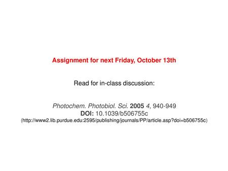 Assignment for next Friday, October 13th