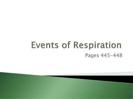 Events of Respiration Pages 445-448.