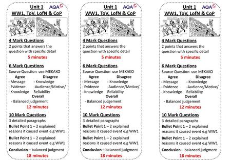 Unit 1 WW1, ToV, LofN & CoP Unit 1 WW1, ToV, LofN & CoP Unit 1