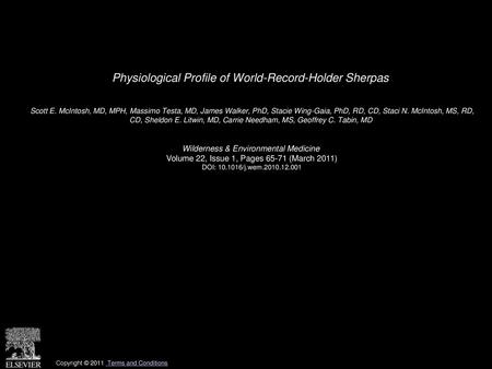 Physiological Profile of World-Record-Holder Sherpas