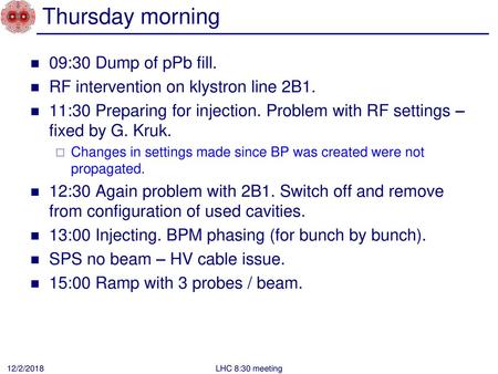 Thursday morning 09:30 Dump of pPb fill.