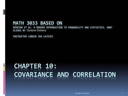 Chapter 10: Covariance and Correlation