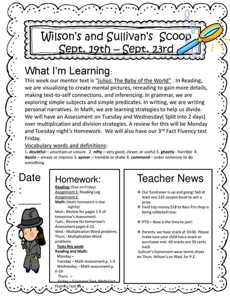 Wilson’s and Sullivan’s Scoop Sept. 19th – Sept. 23rd