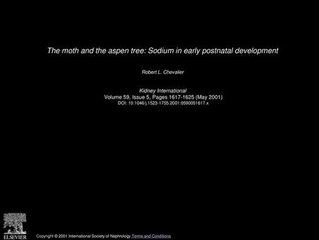 The moth and the aspen tree: Sodium in early postnatal development