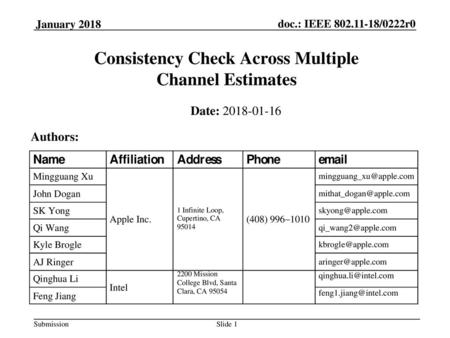 Consistency Check Across Multiple Channel Estimates