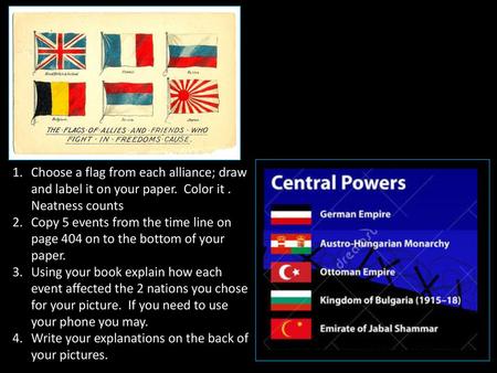 Choose a flag from each alliance; draw and label it on your paper