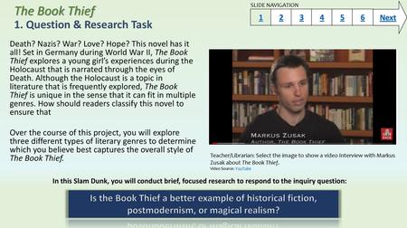 The Book Thief 1. Question & Research Task