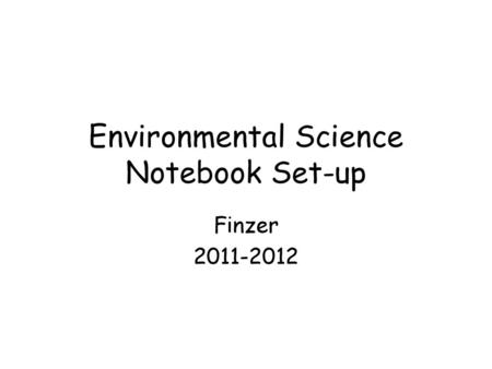 Environmental Science Notebook Set-up