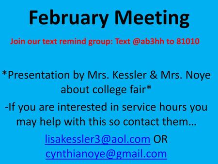 February Meeting Friday, September 9, 2016