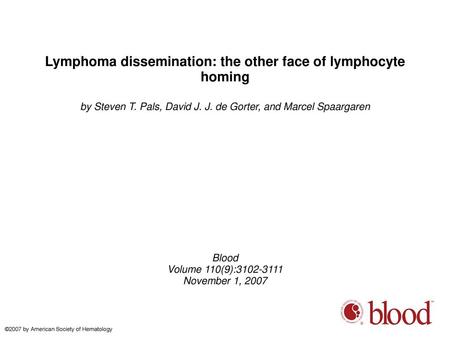 Lymphoma dissemination: the other face of lymphocyte homing