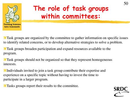 The role of task groups within committees: