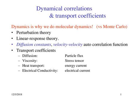 Dynamical correlations & transport coefficients