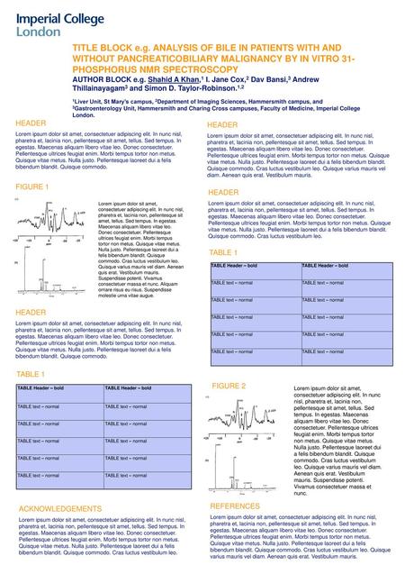 TITLE BLOCK e.g. ANALYSIS OF BILE IN PATIENTS WITH AND WITHOUT PANCREATICOBILIARY MALIGNANCY BY IN VITRO 31-PHOSPHORUS NMR SPECTROSCOPY AUTHOR BLOCK e.g.