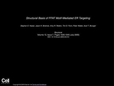 Structural Basis of FFAT Motif-Mediated ER Targeting