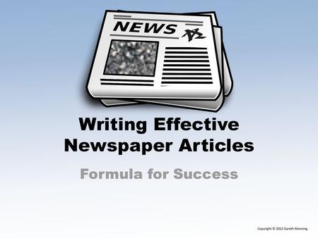 Writing Effective Newspaper Articles