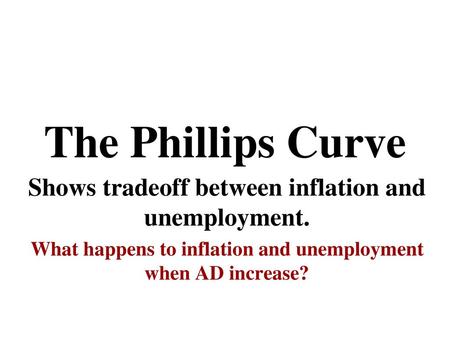 The Phillips Curve Shows tradeoff between inflation and unemployment.