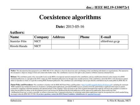 Coexistence algorithms