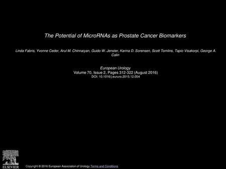 The Potential of MicroRNAs as Prostate Cancer Biomarkers