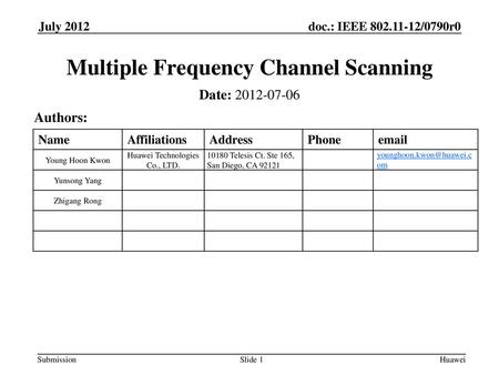 Multiple Frequency Channel Scanning