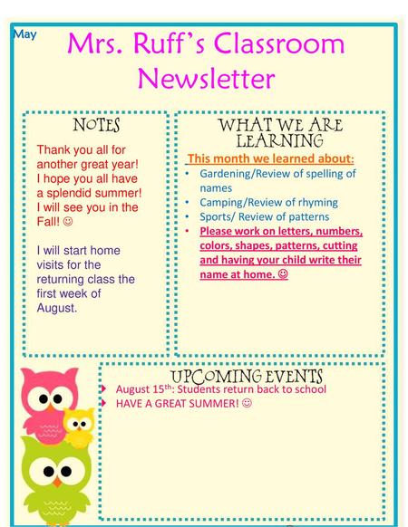 Mrs. Ruff’s Classroom Newsletter