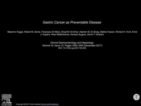 Gastric Cancer as Preventable Disease