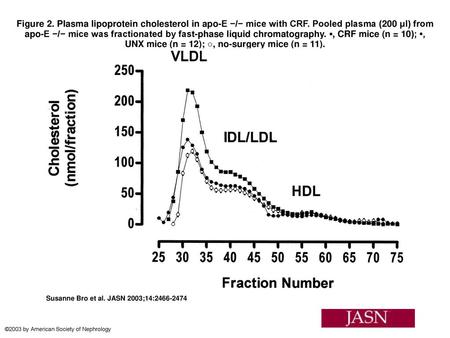 Figure 2. Plasma lipoprotein cholesterol in apo-E −/− mice with CRF