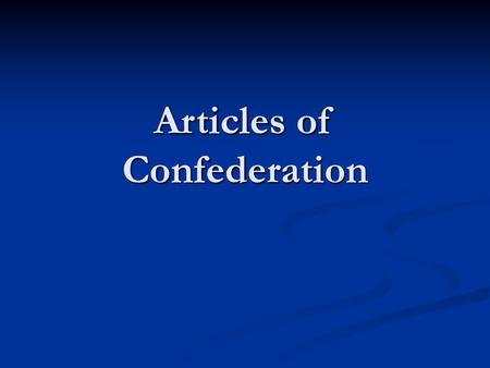 Articles of Confederation